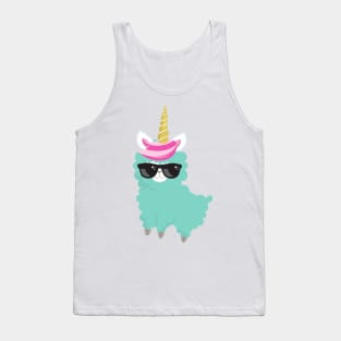 Unicorn Llama, Green Llama, Llama With Sunglasses Tank Top